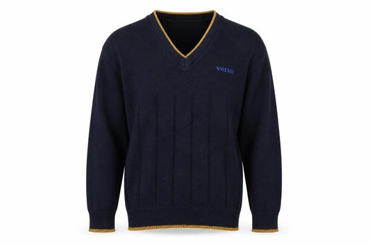 Front view of New Century men’s blue jumper, size S