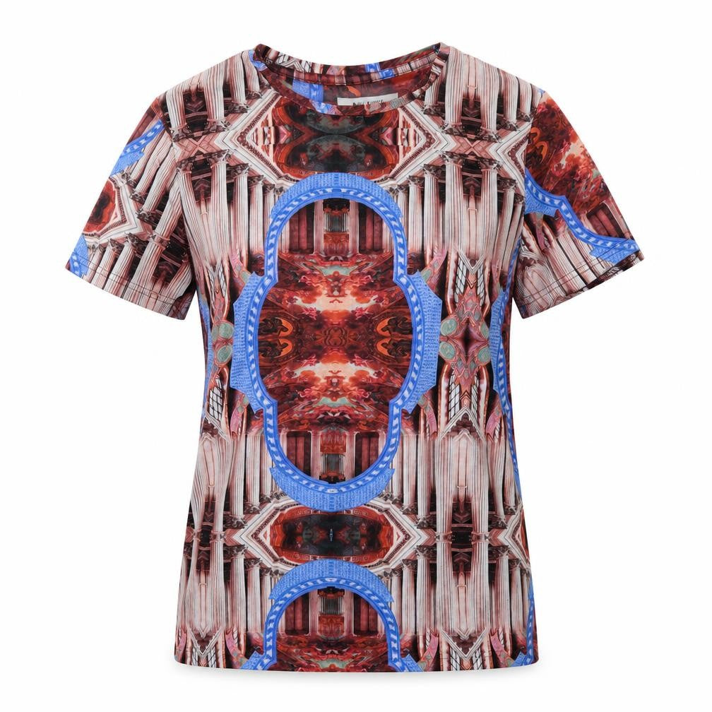 Night Addict Womens Pink Geometric  Basic T-Shirt Size S