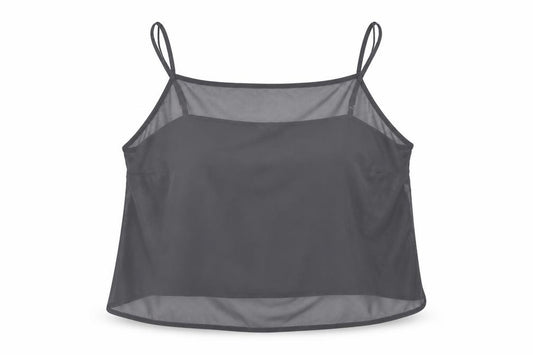 Front view of Preworn women’s grey basic blouse, size UK 14