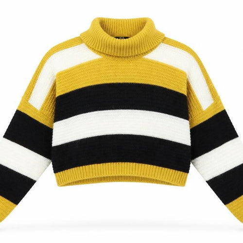 Quiz Womens Yellow Striped Knit Pullover Jumper Size L