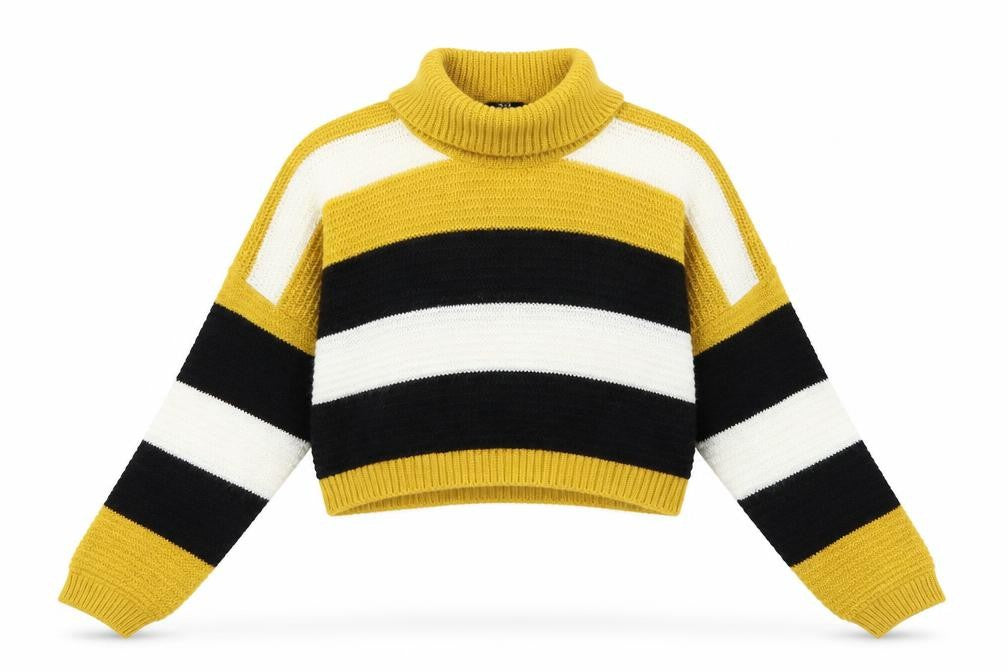 Quiz Womens Yellow Striped Knit Pullover Jumper Size L