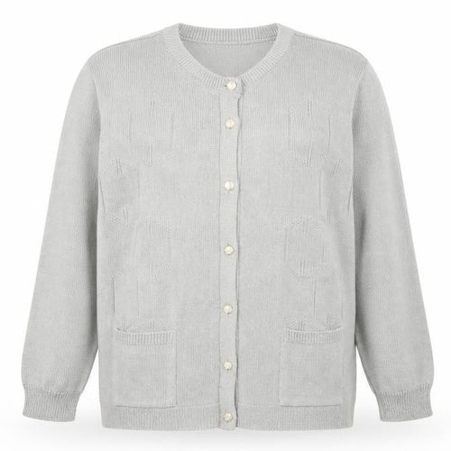 Elegant Collection Womens Grey  Knit Cardigan Jumper Size M