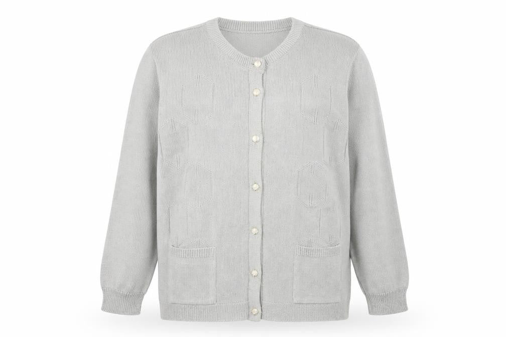 Elegant Collection Womens Grey  Knit Cardigan Jumper Size M