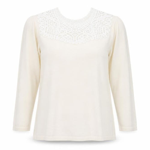 Soon Womens White  Knit Pullover Jumper Size 18  - Crochet detail