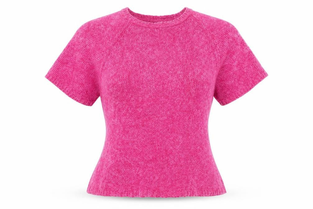 Preworn Womens Pink  Knit Basic T-Shirt Size S