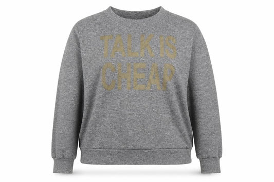 Front view of rt women’s grey pullover sweatshirt, size 2XL