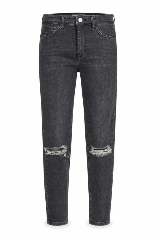 Front view of Topshop women’s grey denim skinny jeans, size UK 25, in, 32-inch leg - jamie