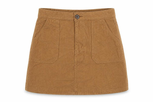 Front view of Denim Co women’s brown corduroy a-line skirt, size UK 12