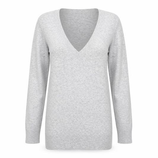 Front view of New Look women’s grey knit jumper, size UK 12