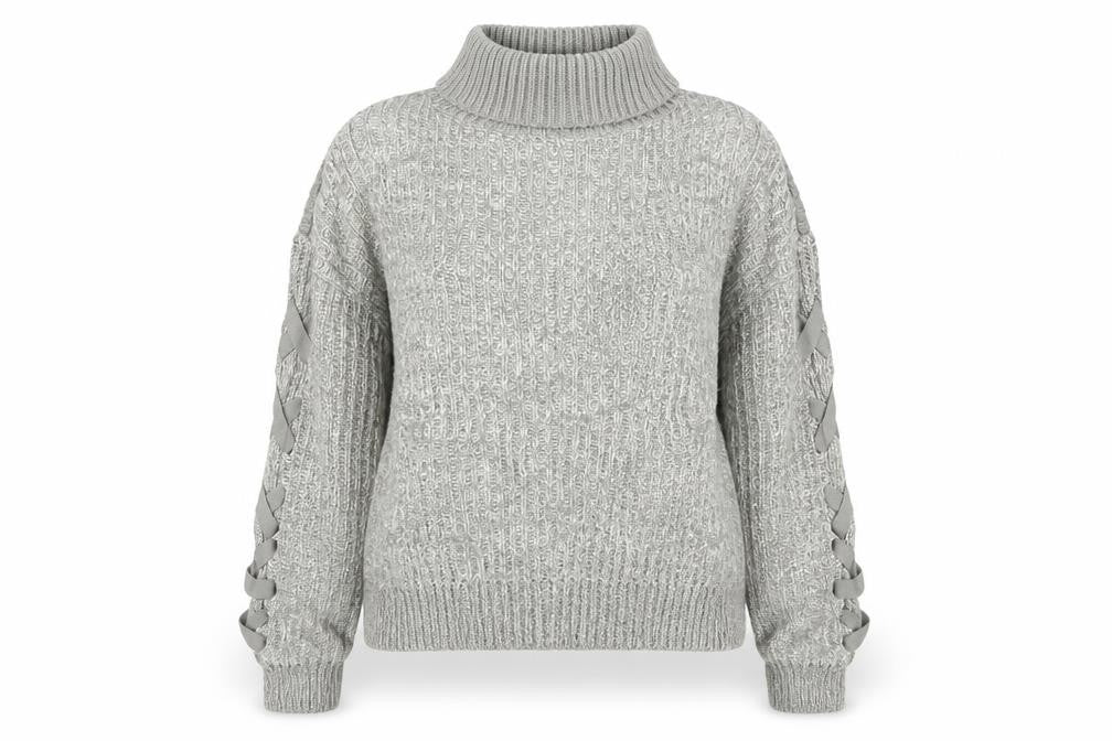 Front view of Papaya women’s grey knit jumper, size S