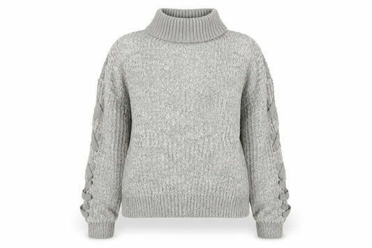 Front view of Papaya women’s grey knit jumper, size S