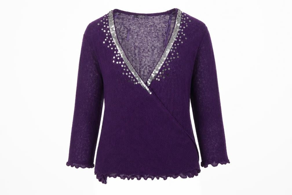BM Womens Purple  Knit Cardigan Jumper Size XL