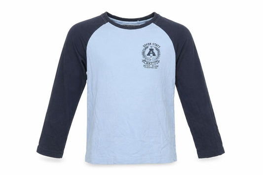 Front view of Next boys’ blue basic t-shirt, size 6, years - super state