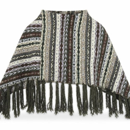 Preworn Womens Green Striped Knit  Shawl/Wrap
