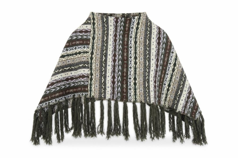 Preworn Womens Green Striped Knit  Shawl/Wrap