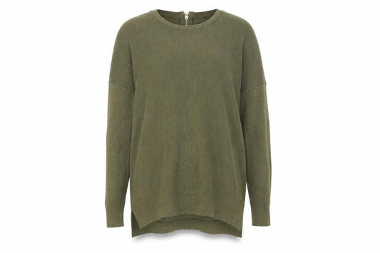 Front view of Atmosphere women’s green knit jumper, size UK 6