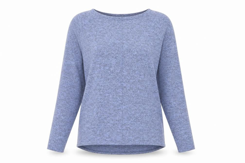 Front view of Peacocks women’s blue knit jumper, size UK 10