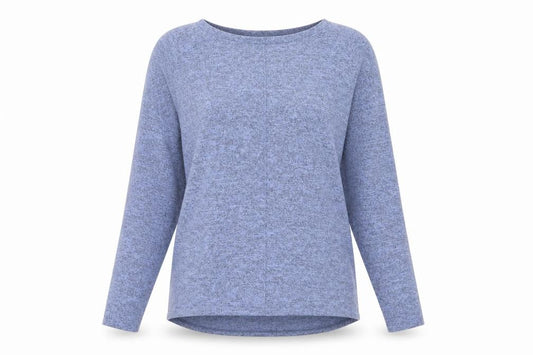 Front view of Peacocks women’s blue knit jumper, size UK 10