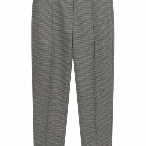 Mango Womens Grey Houndstooth  Cropped Trousers Size 8 L27 in