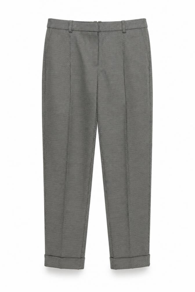 Mango Womens Grey Houndstooth  Cropped Trousers Size 8 L27 in