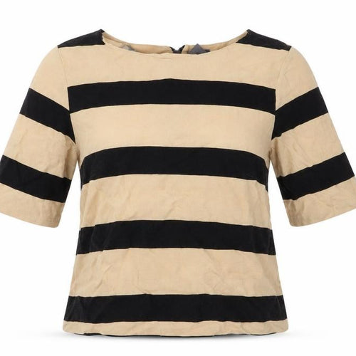 VERO MODA Womens Black Striped  Basic Blouse Size M