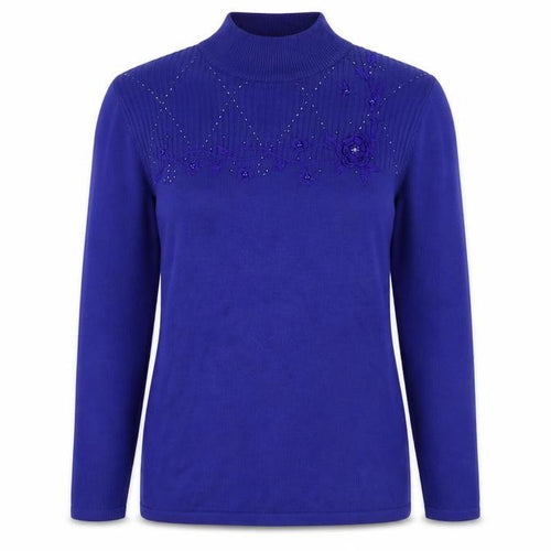 bm Collection Womens Purple Floral  Pullover Jumper Size S