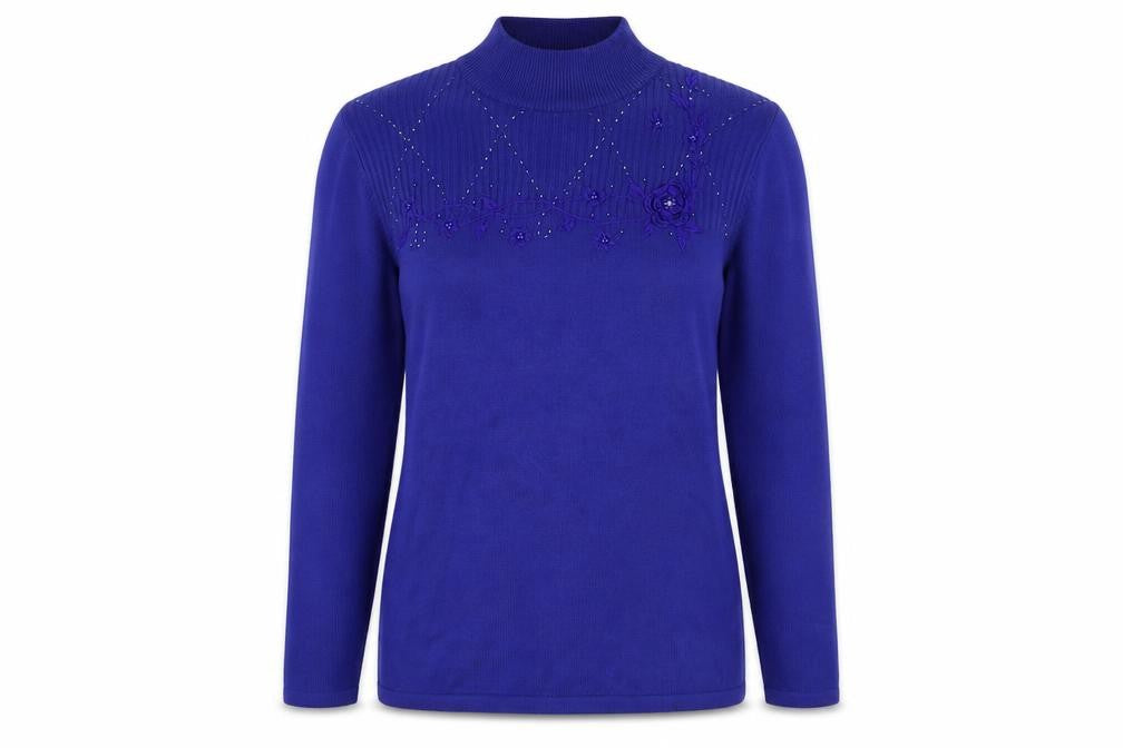 bm Collection Womens Purple Floral  Pullover Jumper Size S