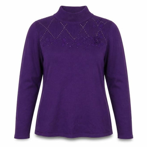 bm Collection Womens Purple Floral  Pullover Jumper Size S