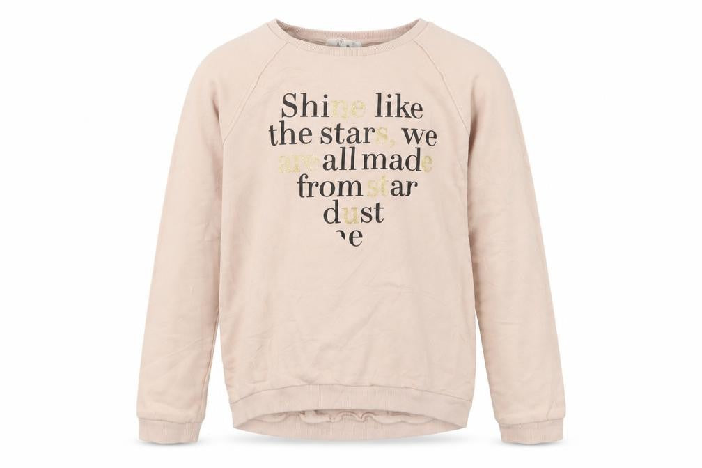 Front view of H&M girls’ pink pullover sweatshirt, size 15, years