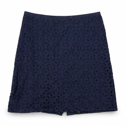 Front view of Debenhams women’s blue a-line skirt, size UK 10