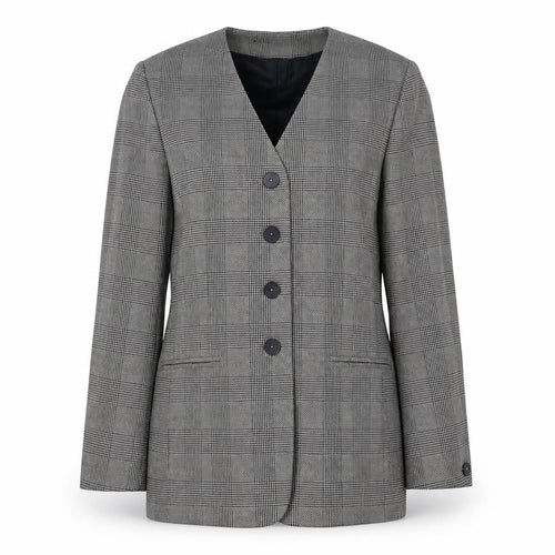Debenham & Freebody Womens Grey Houndstooth  Jacket Suit Jacket Size 12