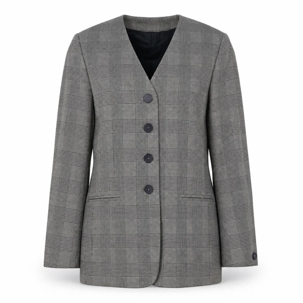 Debenham & Freebody Womens Grey Houndstooth  Jacket Suit Jacket Size 12