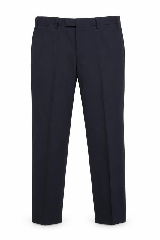 Front view of Next men’s blue dress pants trousers, 26-inch leg