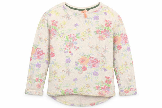 Front view of Next girls’ beige floral pullover sweatshirt, size 9, years