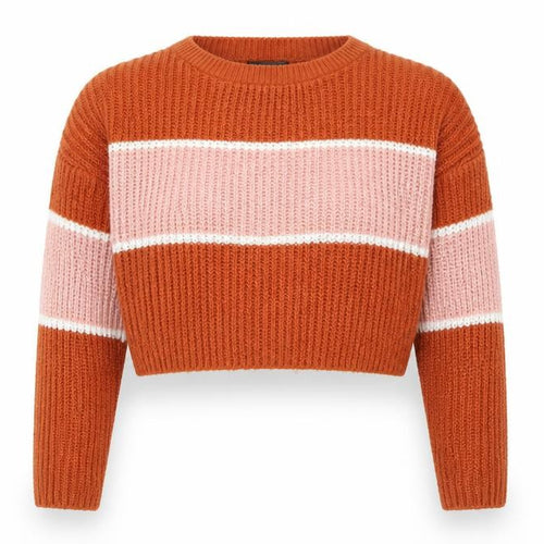 Missguided Womens Orange Striped Knit Pullover Jumper Size 8  - Cropped Jumper