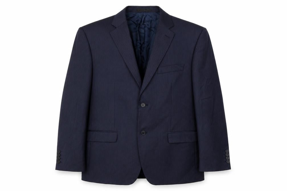 Greenwoods Mens Blue Striped Rayon Jacket Suit Jacket Size 44