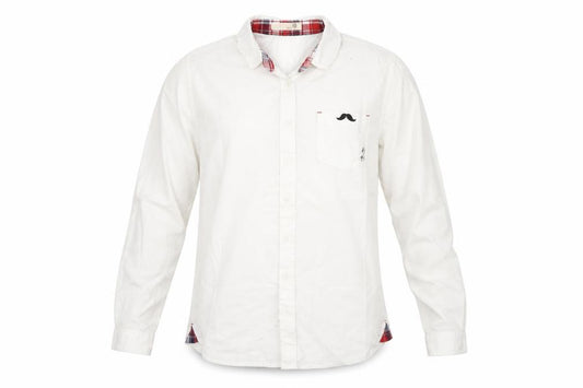 Front view of estacot boys’ white basic button-up, size L