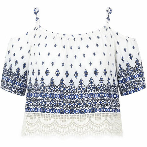 Divided by H&M Womens White Geometric  Basic Blouse Size 6