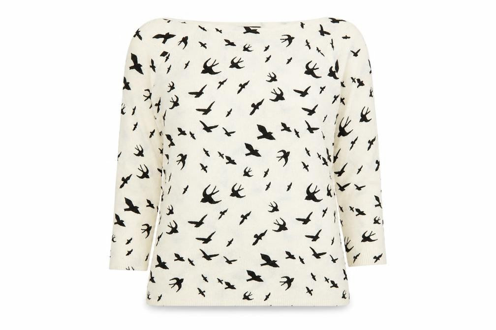 Front view of Papaya women’s white animal print jumper, size UK 10