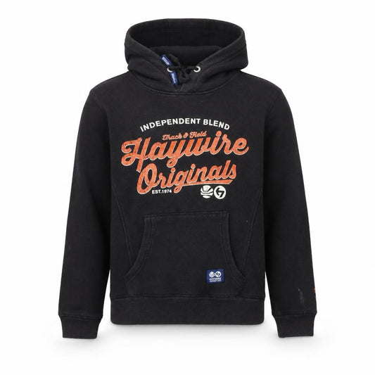 Front view of Haywire boys’ black pullover hoodie, size S