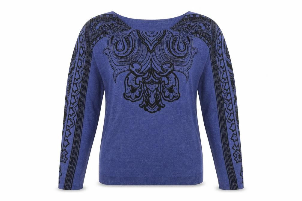 Marks and Spencer Womens Blue Geometric  Pullover Jumper Size 10