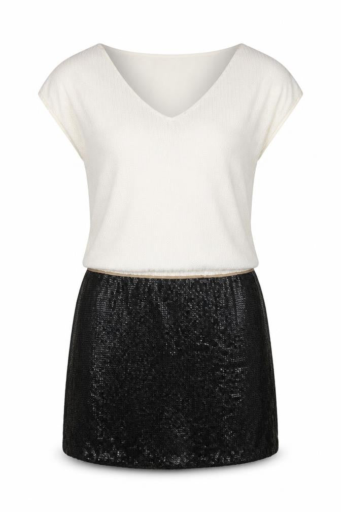 Front view of Next women’s white colourblock a-line, size UK 12