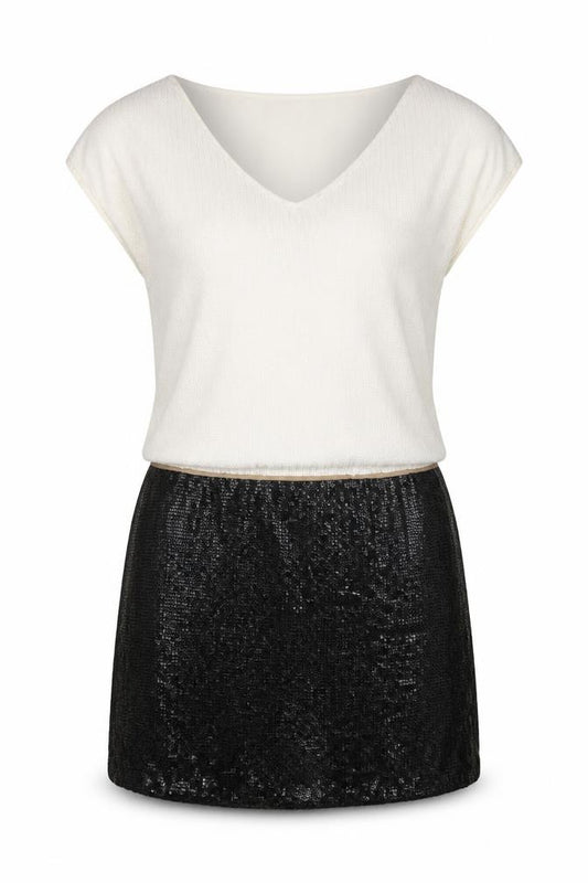 Front view of Next women’s white colourblock a-line, size UK 12
