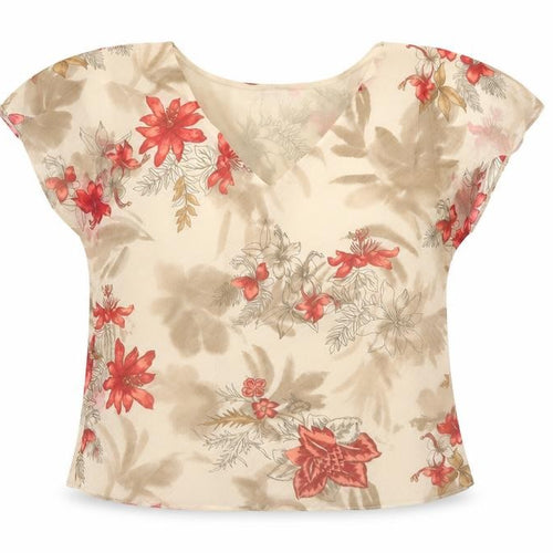 Zona Womens Beige Floral  Basic T-Shirt Size 12