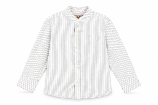 Front view of Next boys’ blue striped basic button-up, size 3, years