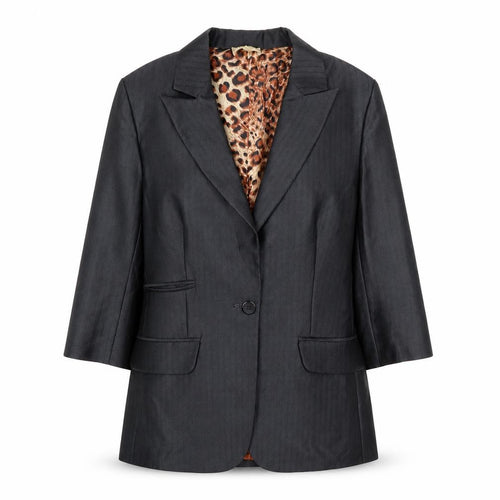 Jaya Womens Grey Striped  Jacket Suit Jacket Size S