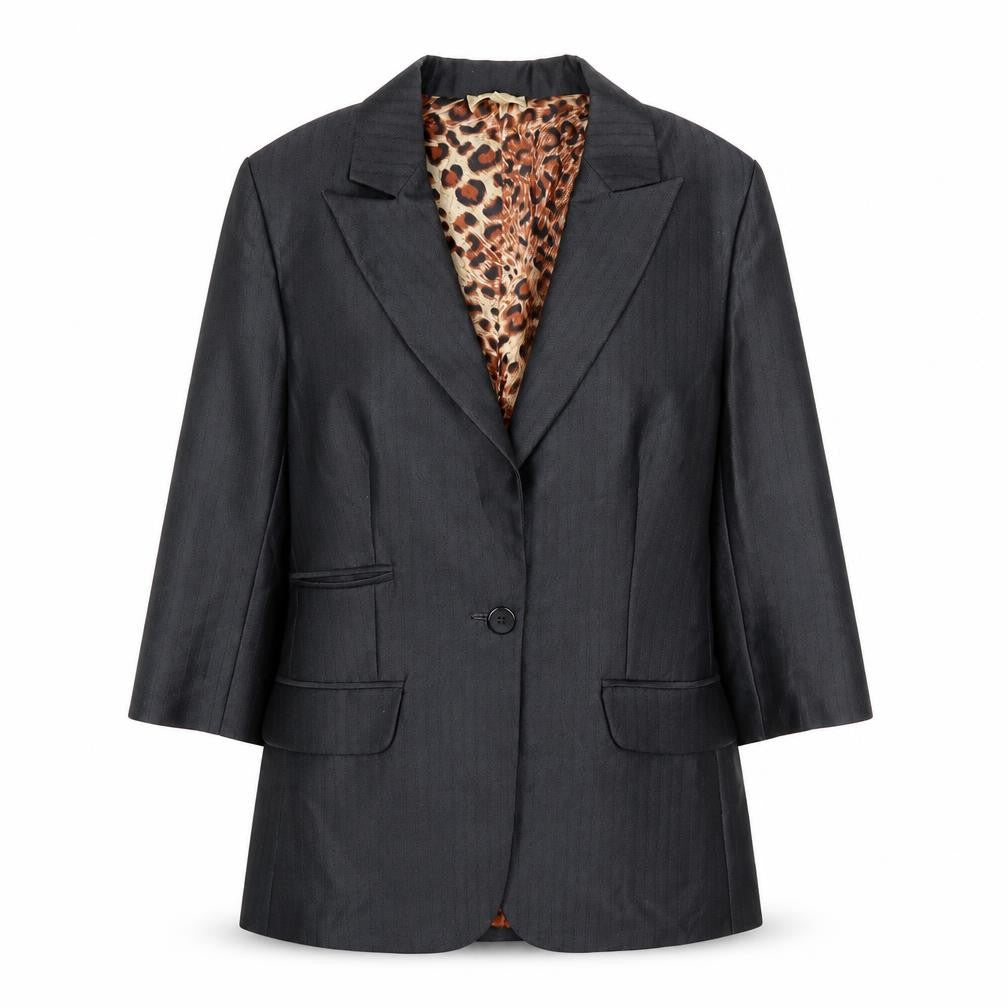 Jaya Womens Grey Striped  Jacket Suit Jacket Size S