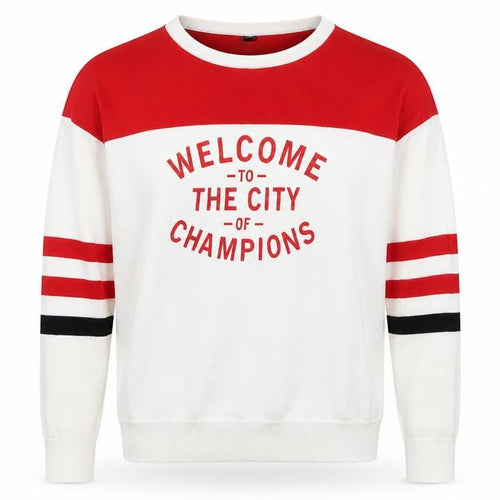 Preworn Mens Red Striped  Pullover Jumper Size M  - Welcome to the City of Champions