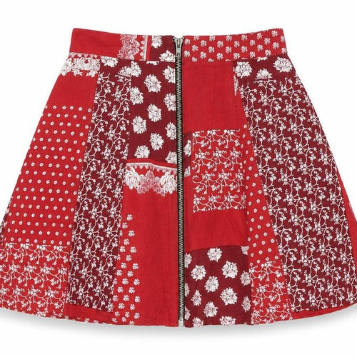 Cooperative Womens Red Floral  Flare Skirt Size S