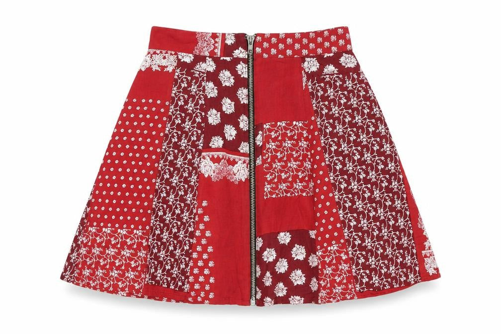 Cooperative Womens Red Floral  Flare Skirt Size S